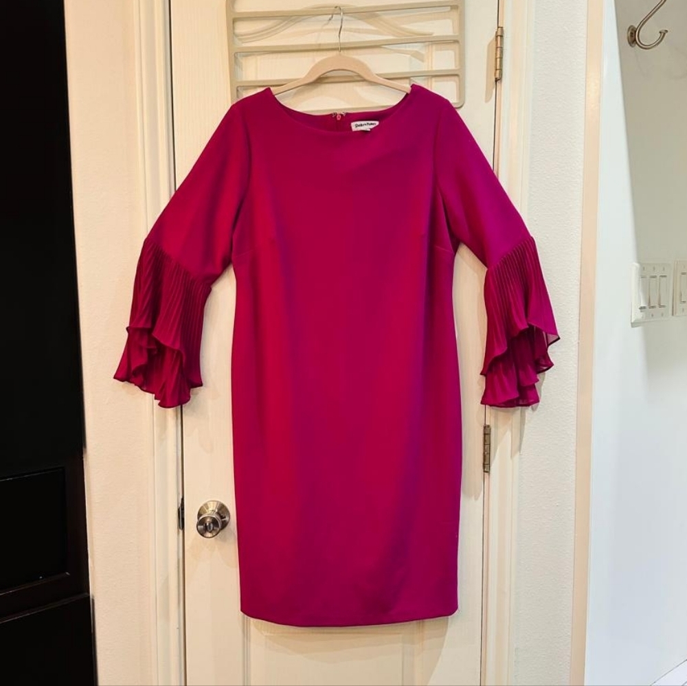 Dress Shelby & Palmer Fuchsia Ruffle-Sleeve Shift Dress